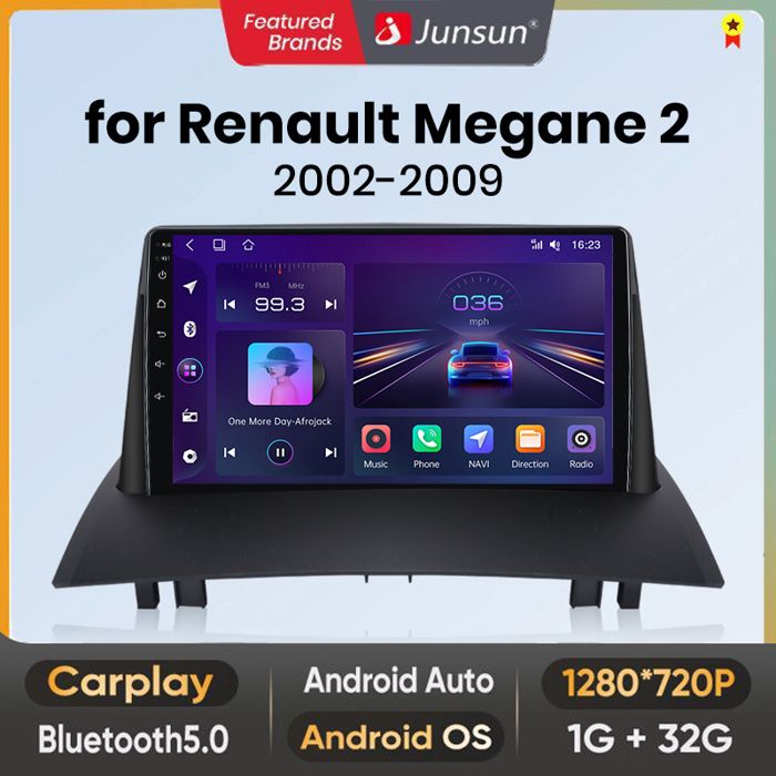AWESAFE Autoradio Android 13 Pour Renault Megane 2 (2002-2009) – Écran 9" Tactile, CarPlay & Android Auto, GPS, WiFi, 2 Go RAM + 32 Go ROM