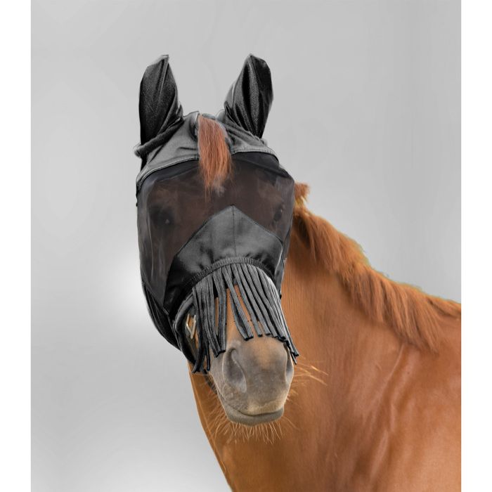 Comparer les prix de Masque anti-mouches pour cheval avec protection des oreilles et du chanfrein Waldhausen Premium - Noir - Full