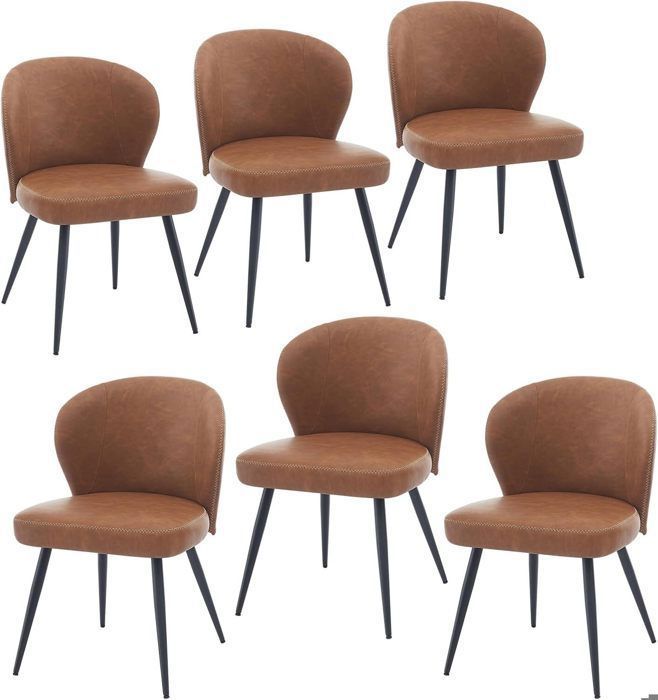 Chaise salle a manger LOT DE 6 Chaises de cuisine modernes en cuir MARRON- PU -MARRON VINTAGE