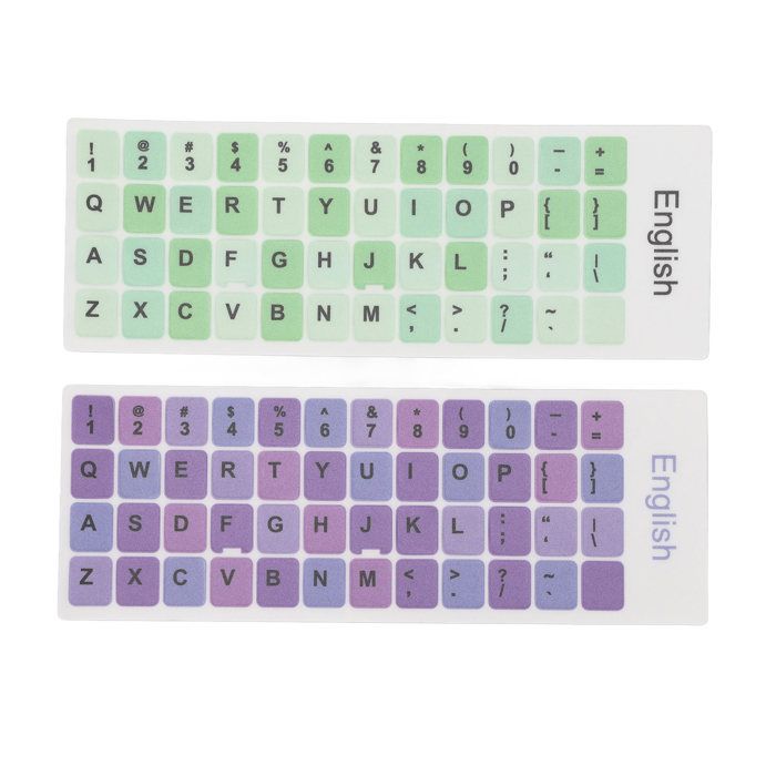 Lot de 2 autocollants pour clavier dordinateur en PVC résistants à la poussière et à leau en langue anglaise