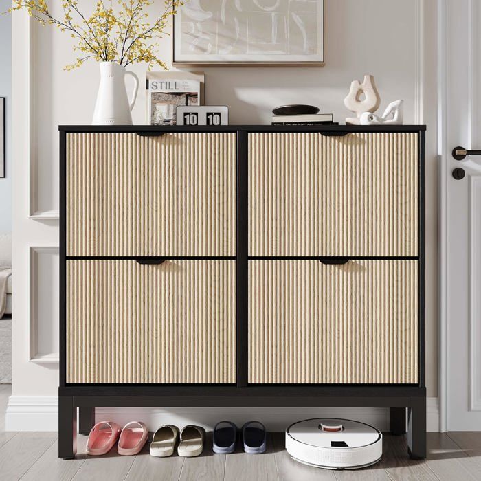 Meuble à Chaussure | Armoire à Chaussures VIGO Blanc 60x35x96 Cm Bois