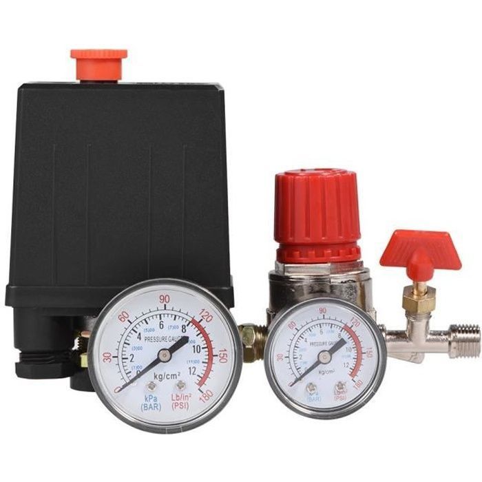 Compresseur dair Commutateur de Vanne de Pression du Pressostat Compresseur dAir avec Régulateurs Jauge - Version quatre trous