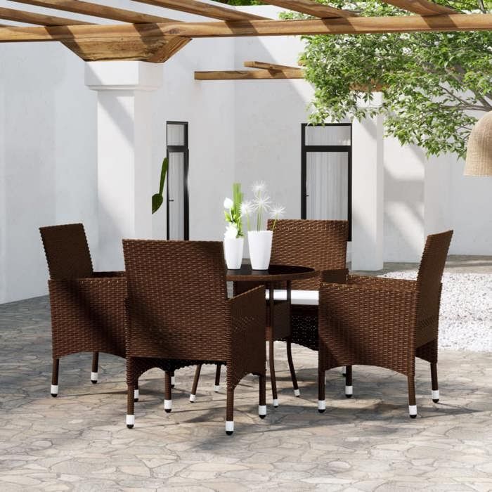 GOPLUS Salon De Jardin 5 Pièces - 2 Transats + 2 Poufs + Table, Charge 180kg, Extérieur Patio Balcon