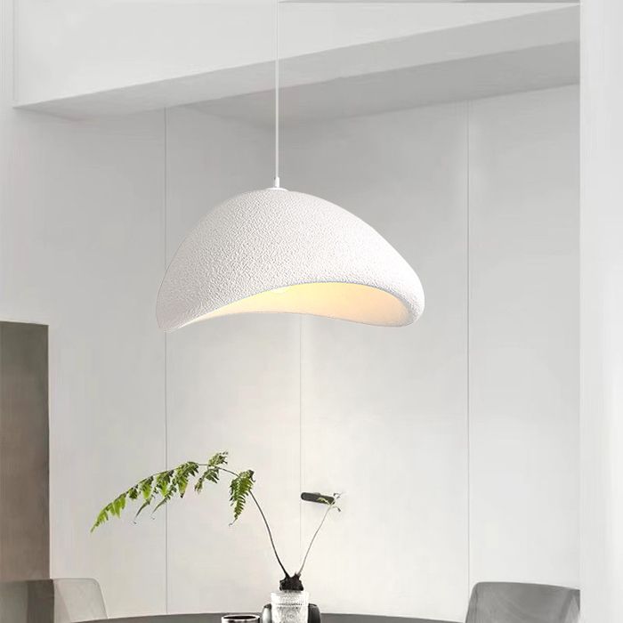 SNOGOLD Lampe Suspendue Moderne Abat-jour en PVC Forme Ciment Blanc Ø60cm E27 Suspension Vintage Lustre Industriel pour Salon