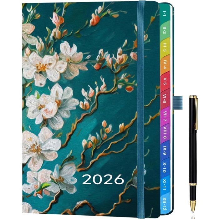 Agenda Cuir Agenda 2025-2026 - 18 Mois De Janvier 2025 à Juin 2026 - Agenda Semainier Et Mensuel Avec Couverture En Cuir, Boucle Pour Stylo, Poche Intérieure (gris).[F703] | Rakuten Agenda Mensuel 2026