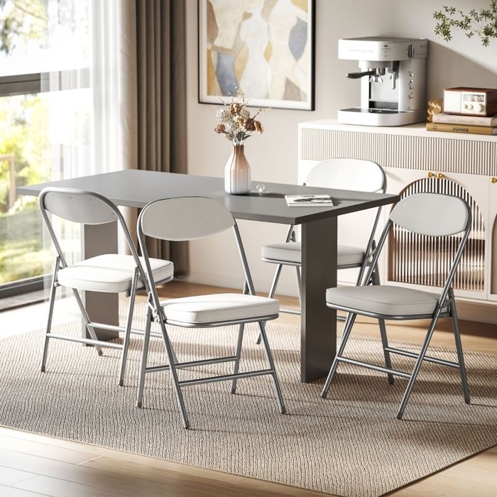 KLETON OR434 Chaise pliante de luxe en tissu rembourrée, Acier, Gris