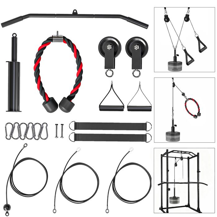 Poulie musculation maison - SPORTNOW - entraînement des bras LAT pulldown - exercices de flexion des biceps des triceps et des bras
