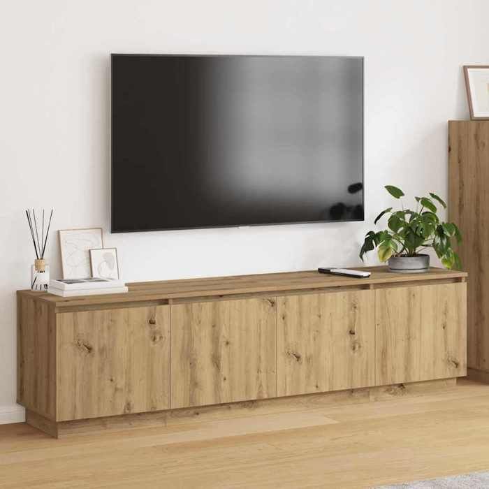 Meuble TV avec LED-Banc TV-Meuble Télé avec lumière chêne artisanal 180 x 38 x 49 cm 376810