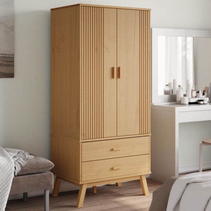 Garde robe OLDEN marron 765x53x172 cm bois massif de pin