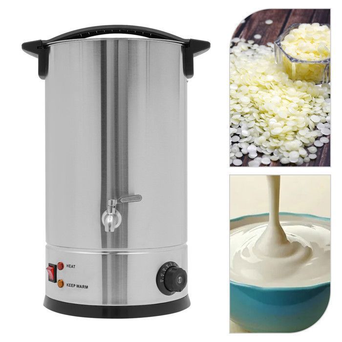 15L Pot Chauffante de Fonte de Cire - Argenté - Chauffage Électrique à Cire - Fondeur de Cire pour Fabrication de Bougies