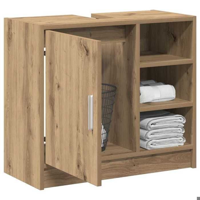Marron Cabinet/Armoire pour lavabo - SARAZYJ - Contemporain - avec stockage - Chêne artisanal 63 x 29 x 55 cm LL1303