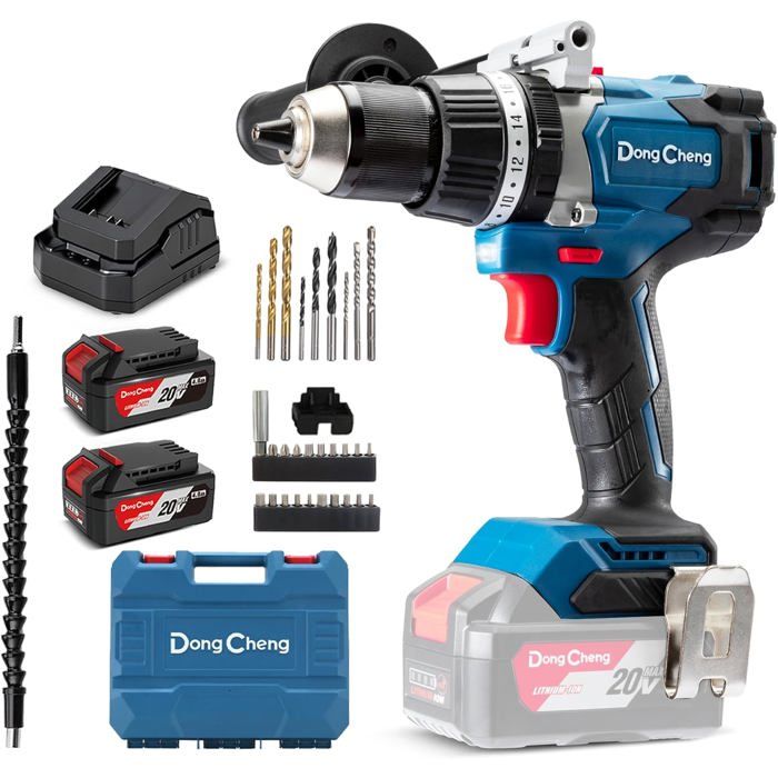 Perceuse-visseuse sans fil - DONG CHENG - 18V 120Nm - Mandrin 13 mm - Couple 120 Nm - Percussion 2 vitesses