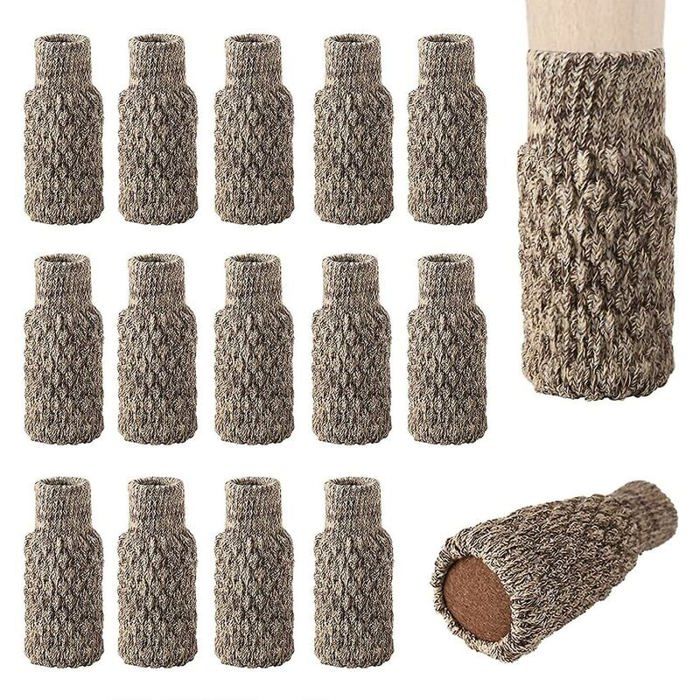 Chaussettes antidérapantes pour pieds de chaise - PZCC - Lot 16 - Marron - Feutre antidérapant - Convient circonf. 10–20 cm