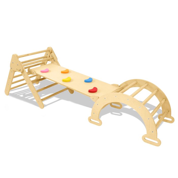 Aire de jeux en bois avec balançoires, toboggan et tipi - Happy Garden