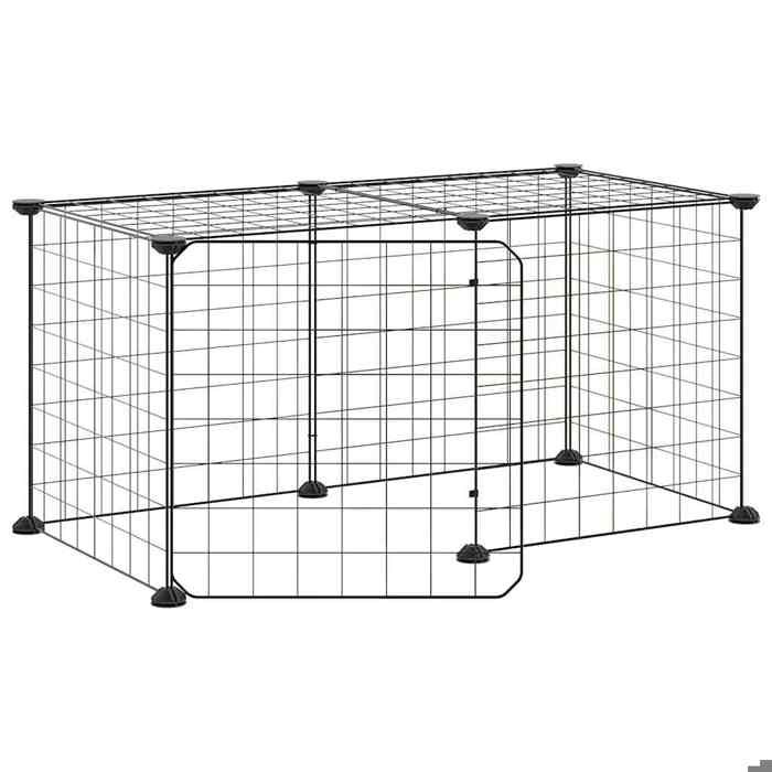 Comparer les prix de poulailler - enclos petits animaux - HELLO2026 - Cage animaux de compagnie à 8 panneaux et porte Noir 35x35cm 3_5764711