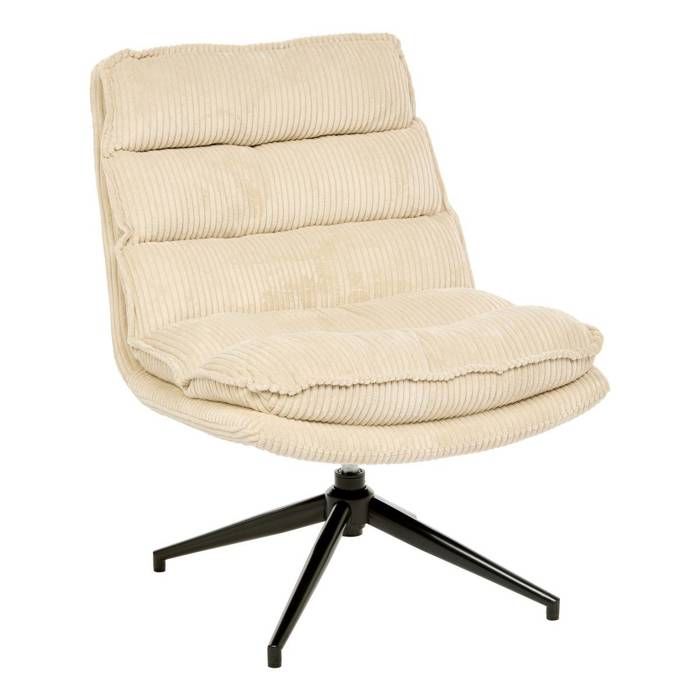 Fauteuil Pivotant Harper en Tissu Beige L74 5xl64xH87 cm - Atmosphera Créateur dintérieur