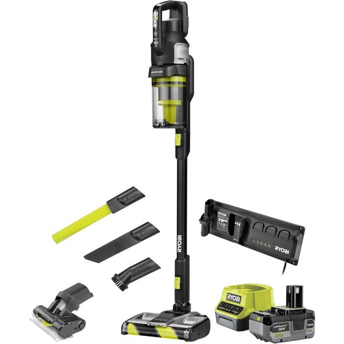 Aspirateur balai - RYOBI - Brushless 18V ONE+ - Anti emmêlement - 135 AW - Bac 1 L