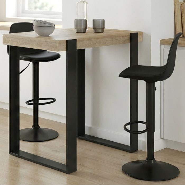 IDMARKET Ensemble table de bar PHOENIX bois et noir et 2 tabourets KARL noir pied noir IDMARKET Ensemble table de bar PHOENIX bois et noir et 2 tabourets KARL noir pied noir