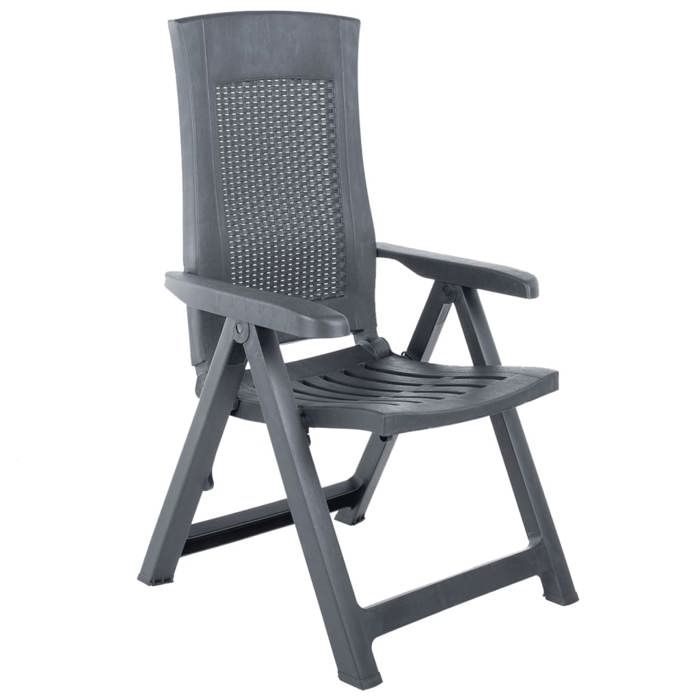 Promotion avril*Chaises inclinables de jardin YUYAN Lot de 2 pour patio/extérieur Plastique Anthracite 59x67x106cm 176482