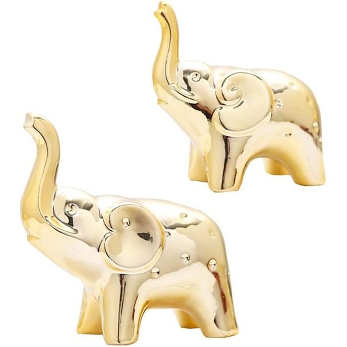 Paire de statues déléphants dorés pour la décoration intérieure sculptures ornementales pour le salon le bureau une étagère