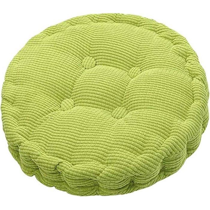Coussin De Chaise Extérieur Épais 45x45 cm Rond Assise Confortable Lavable Vert Pour Jardin Et Bancs