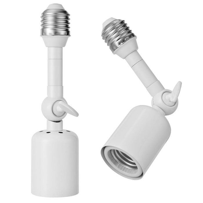 Lot de 2 Rallonges de Douille Robustes Adaptateur DExtension E26/E27 Réglable à 360° pour Ampoules Haute Puissance Usage