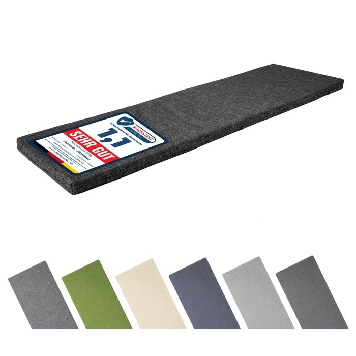 Garronda Coussin de Banc Extérieur 140x40 cm Imperméable Résistant UV avec Élastiques GD-0220 Noir