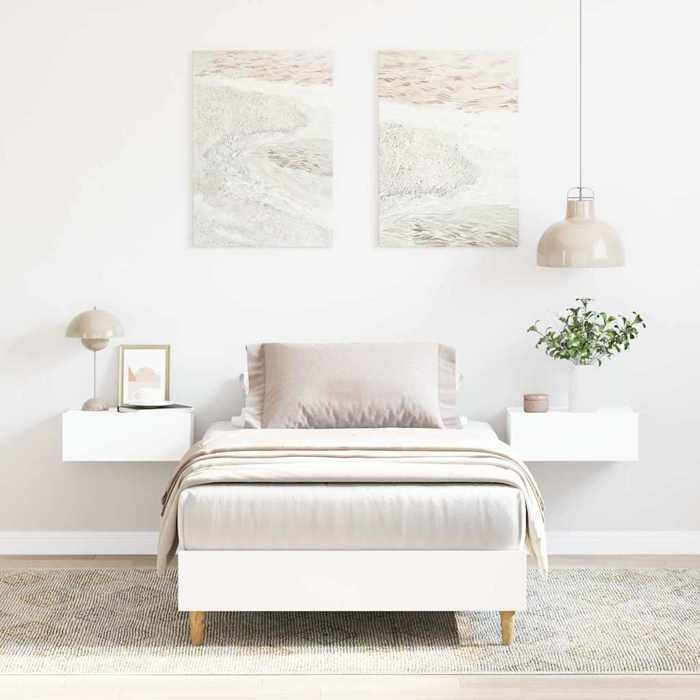 ECOHOME Cadre de lit - sans matelas - Lit adulte simple - design solide - blanc 90x190 cm bois dingénierie xdu62x7480