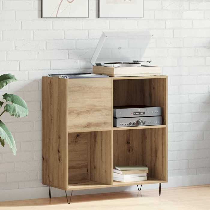 Meuble à vinyles avec étagère - vidaXL - bois dingénierie - chêne artisanal - grand rangement - 85 x 38 x 89 cm@etc48b