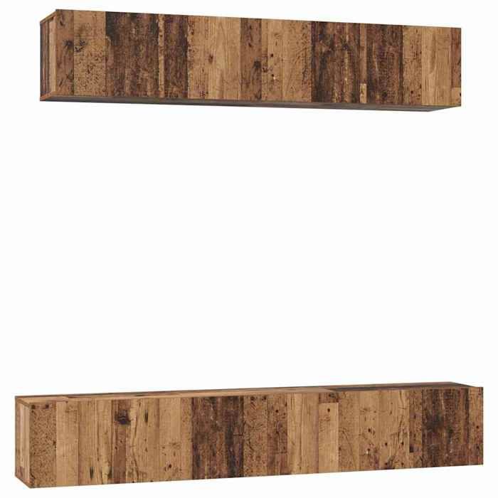 MEUBLE HIFI - Ensemble meuble TV - Meuble de télévision  5 Pcs - Bois Ancien - en Bois dingénierie
