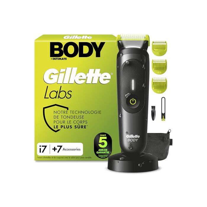 Labs Body + Intimate Tondeuse Homme i7 7 Accessoires Vraie Alimenté par batterie Acier inoxydable électrique