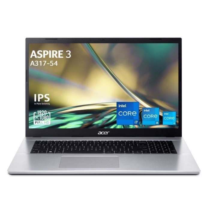 PC Portable – ACER – Aspire A317-54-31PZ – Windows 11 – 173 FHD IPS – Intel Core i3-1215U – RAM 8Go – Stockage 512Go SSD – AZERTY
