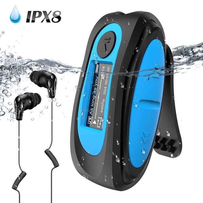 Lecteur MP3 Etanche IPX8 AGPTEK - 8Go - Radio Waterproof HiFi Lossless - Bleu