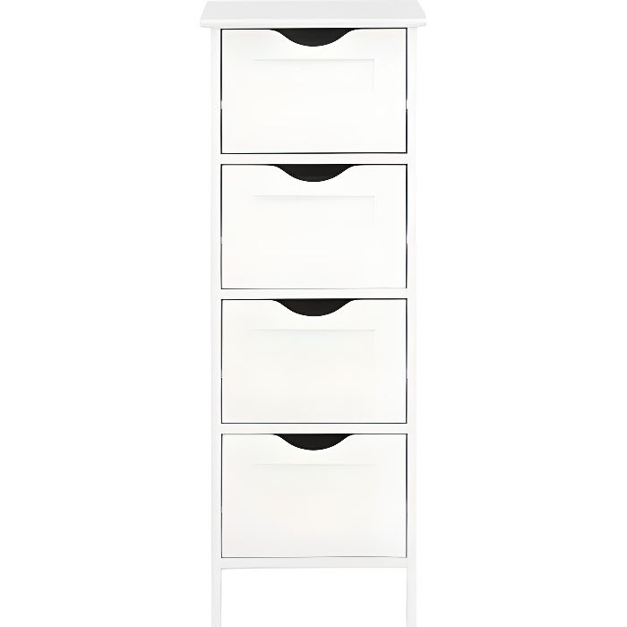meuble colonne de salle de bain armoire toilette haute meuble etagère de salle de bain –4 tiroirs- blanc