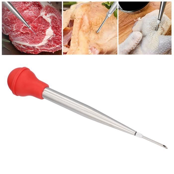 Seringue à Marinade En Acier Inox 304 - Injecteur De Saveurs Pour Viandes (Dinde, Poulet, Porc…) - 2 Aiguilles Incluses - 6