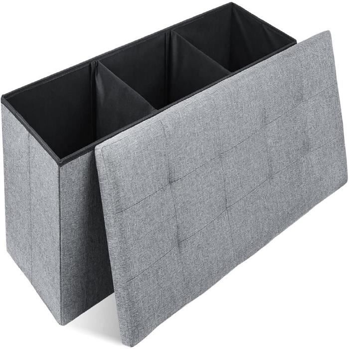 Pouf Coffre De Rangement – 110 X 38 X 38 Cm – Blanc, Tissu Doux, Assise Rembourrée – Banc Pliable Pour Salon, Chambre, Entrée