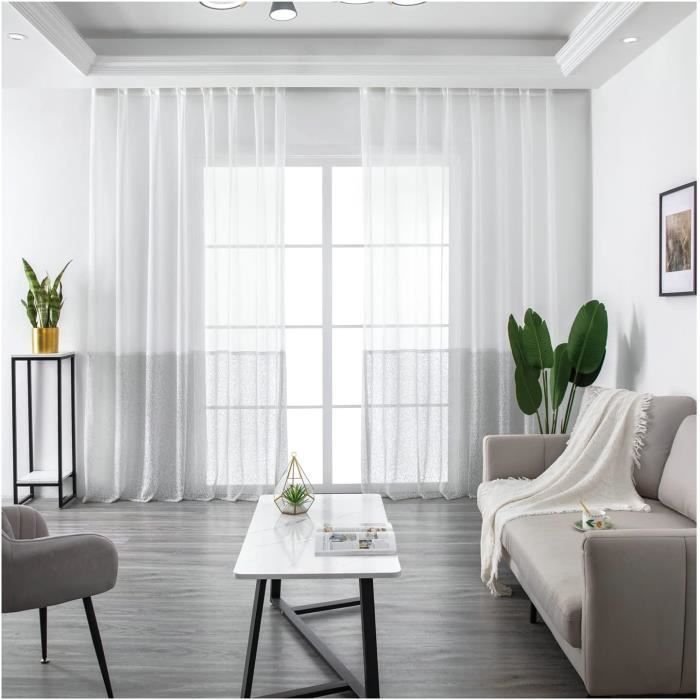 Rideaux Voilages LaBlanc Rideaux Voilages Blanc,Lot De 2 Rideau