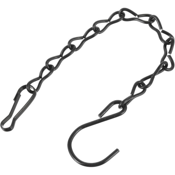 Lot De 12 Chaînes De Suspension Noires 50 Cm – Avec Crochets Réglables, Charge 5-10 Kg Pour Plantes, Lanternes, Mangeoires
