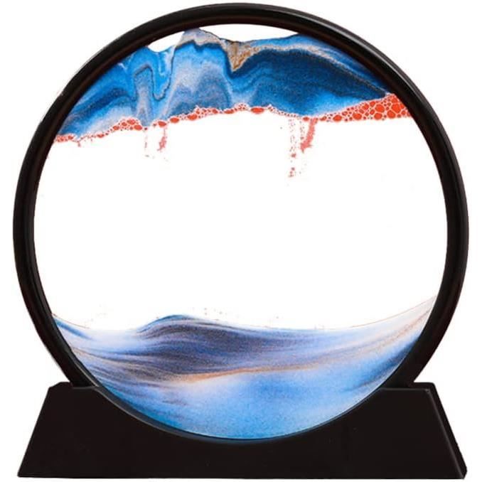 Tableau De Sable Fluide 3D Violet - Décoration De Bureau Apaisante, Cadre 26x28 Cm à Retourner