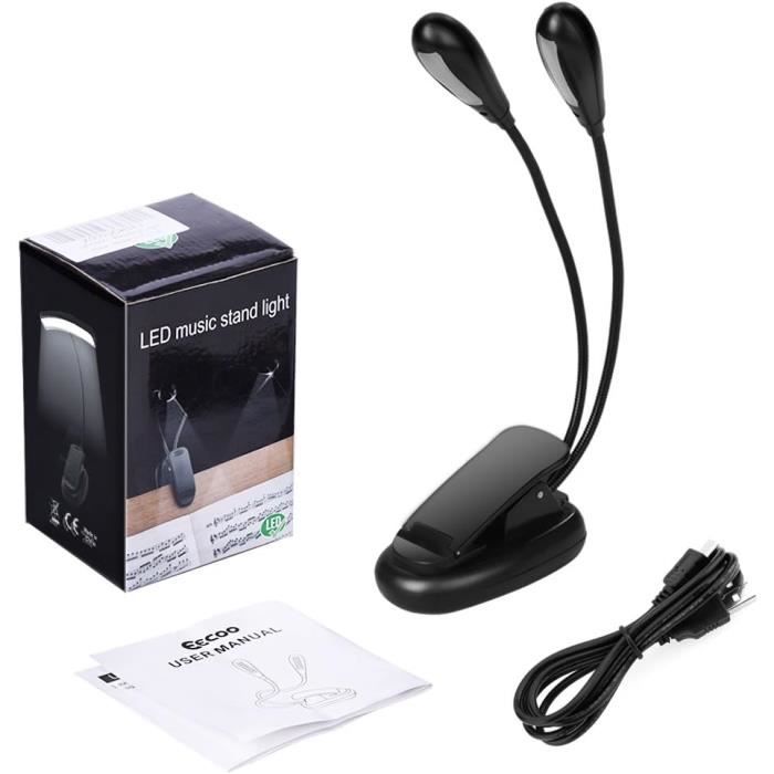 Lampe De Lecture à Pince QJUZO - LED Dimmable 4000K - USB Rechargeable - 3 Niveaux Luminosité - Col Flexible 360° - Bleu