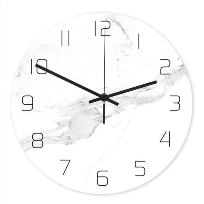 Exquise Horloge Murale Acrylique Marbre Blanc Grain Rond Horloge Creative Horloge Uv Imprimer Sans Batterie N Cc065 Cdiscount Maison