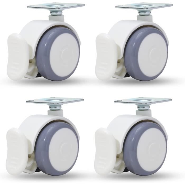 LILot de 4 roulettes pour meubles + vis 50 mm 200 kg Roulettes