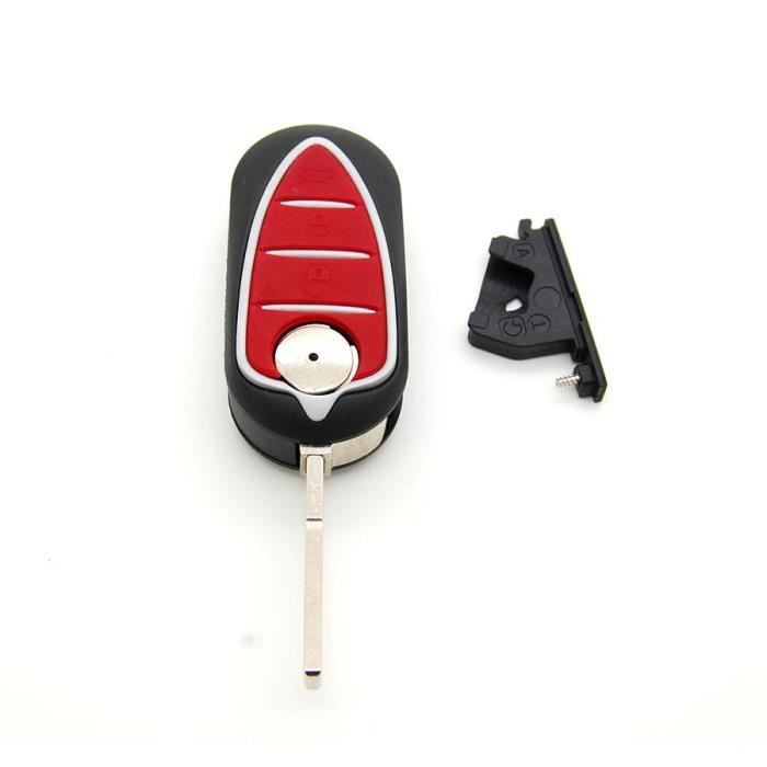 Boîtier De Clé Remplacement Pour Alfa Romeo Mito Giulietta GTA Brera 159 - Coque Télécommande 3 Boutons Rouge