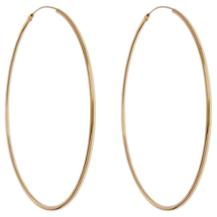 Boucles oreilles Créoles 80mm Plaqué Or 18 carats