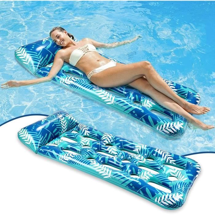 USHOP - Matelas Gonflable Piscine 150x75cm Avec Coussin Tête Et Pochette Téléphone Imperméable