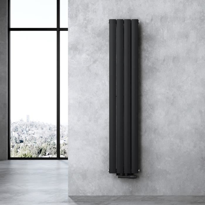 Sogood radiateur pour chauffage central 160x31cm radiateur à eau chaude panneau double couches vertical noir-gris