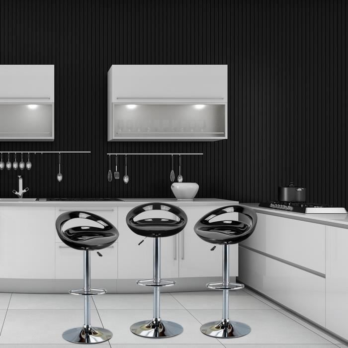 Lot De 2 Tabourets De Bar - Style contemporain - Plastique ABS - Noir