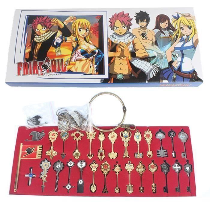 1 Ensemble 29 pcs Fairy Tail métal porteclés pendentifs Fairy Tail touches porteclés Zodiac