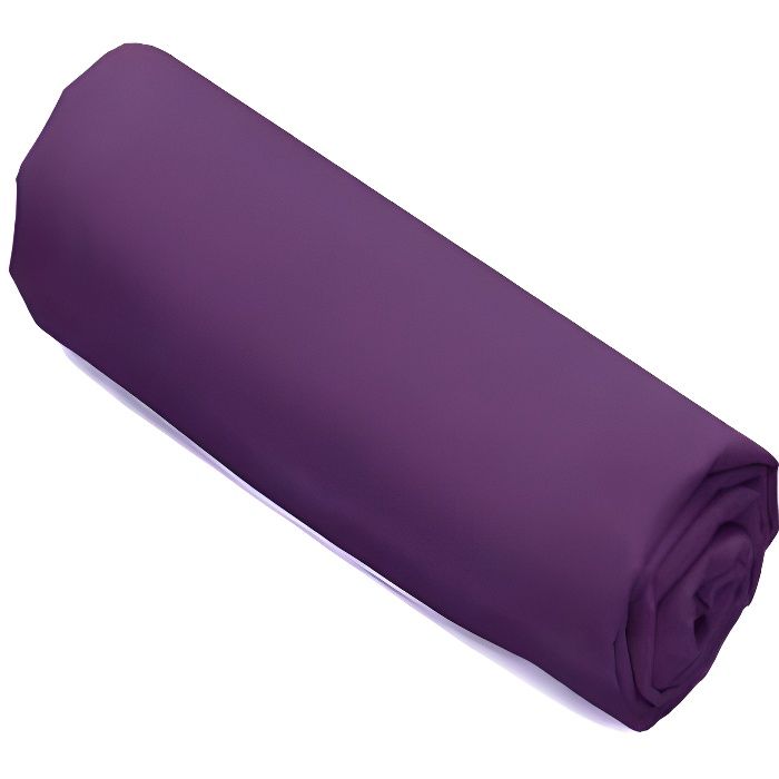 Drap Housse - 100% Coton - Violet Prune - 140x190 cm - Bonnet Élastique 30 cm - 2 Places