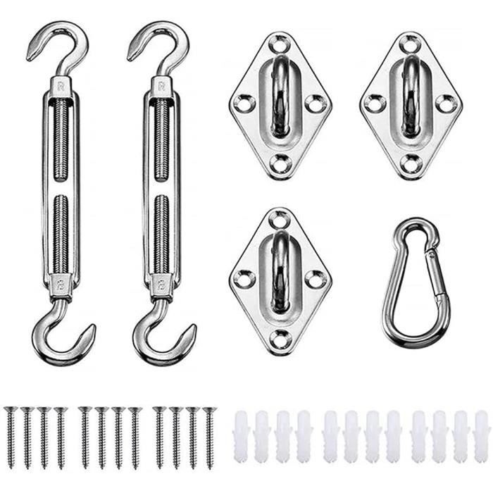 Kit De Fixation Pour Voile D'ombrage Triangle - TRAHOO - Acier Inoxydable - Résistant Aux